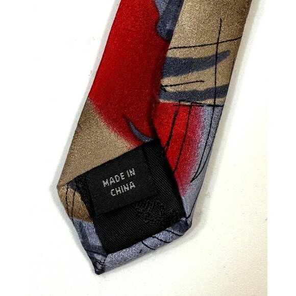 J. Garcia Tie Collection Fifty-Four Scales Abstract Red Purple‎ Gray Silk - Picture 6 of 11